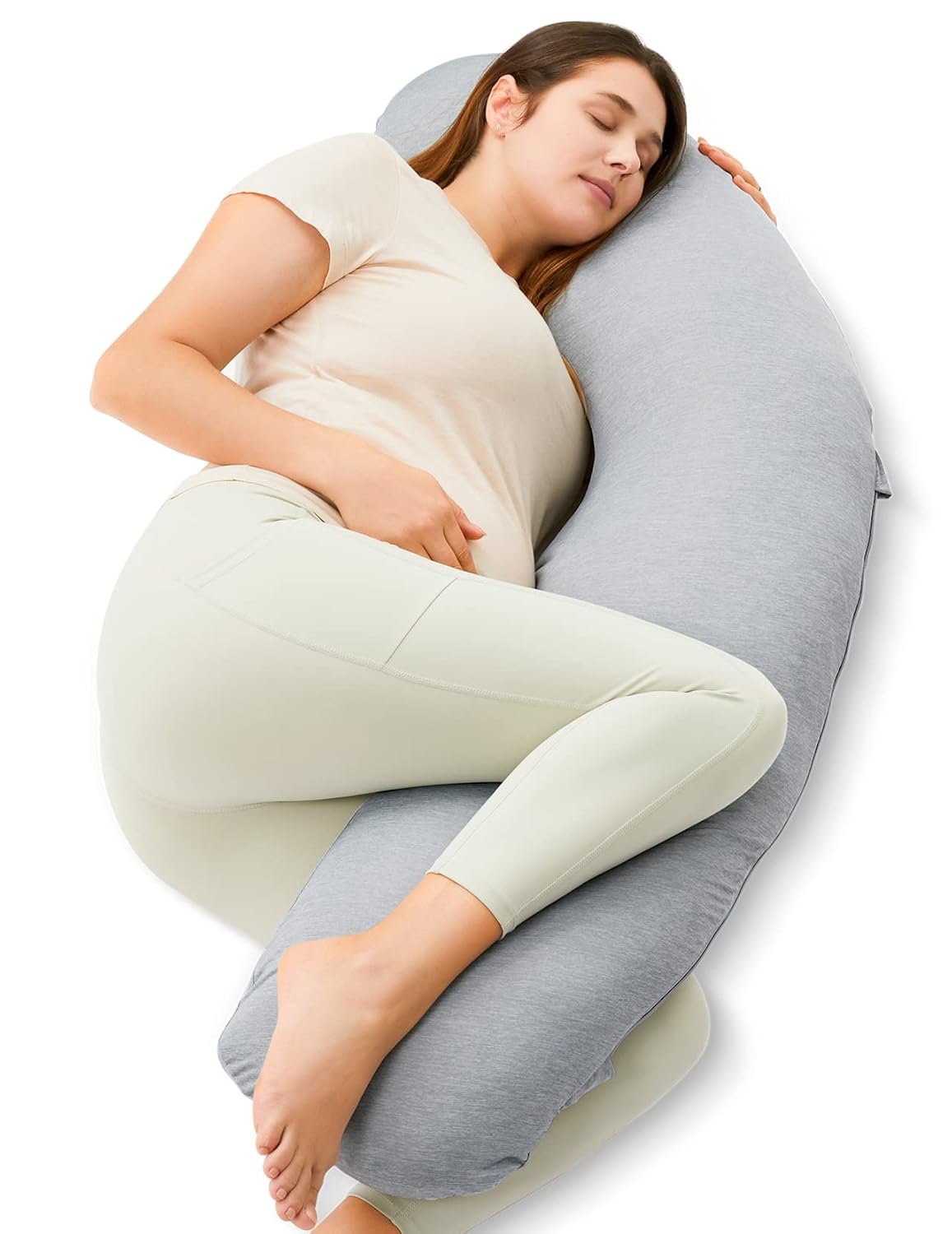 Momcozy J-Shaped Pregnancy Pillow for Ultimate Comfort