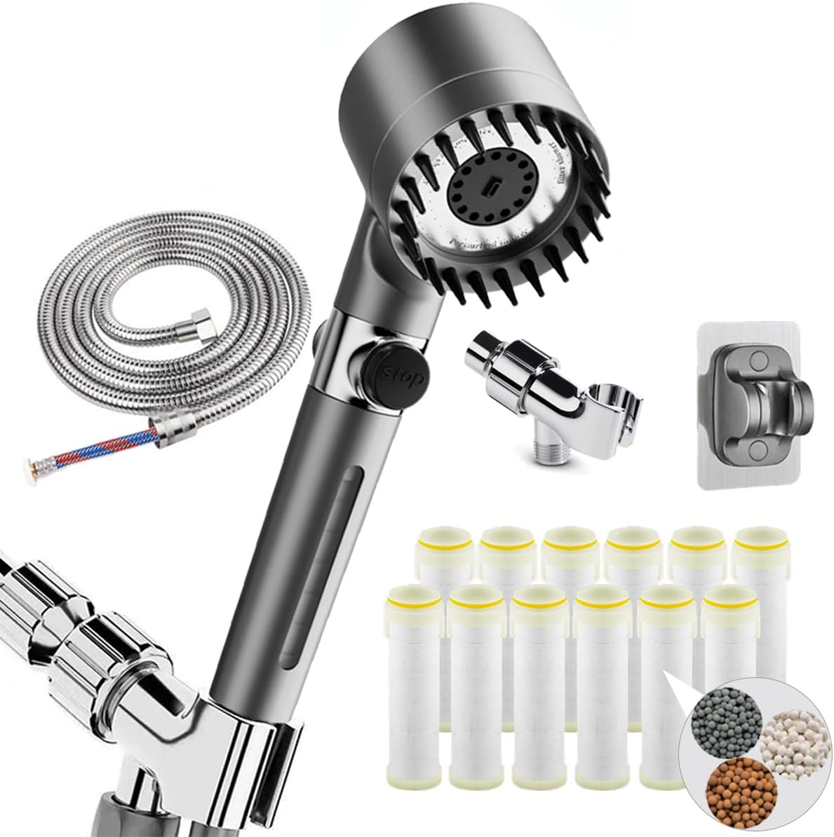 Filtered Shower Head with Handheld - High Pressure 3 Spray Modes