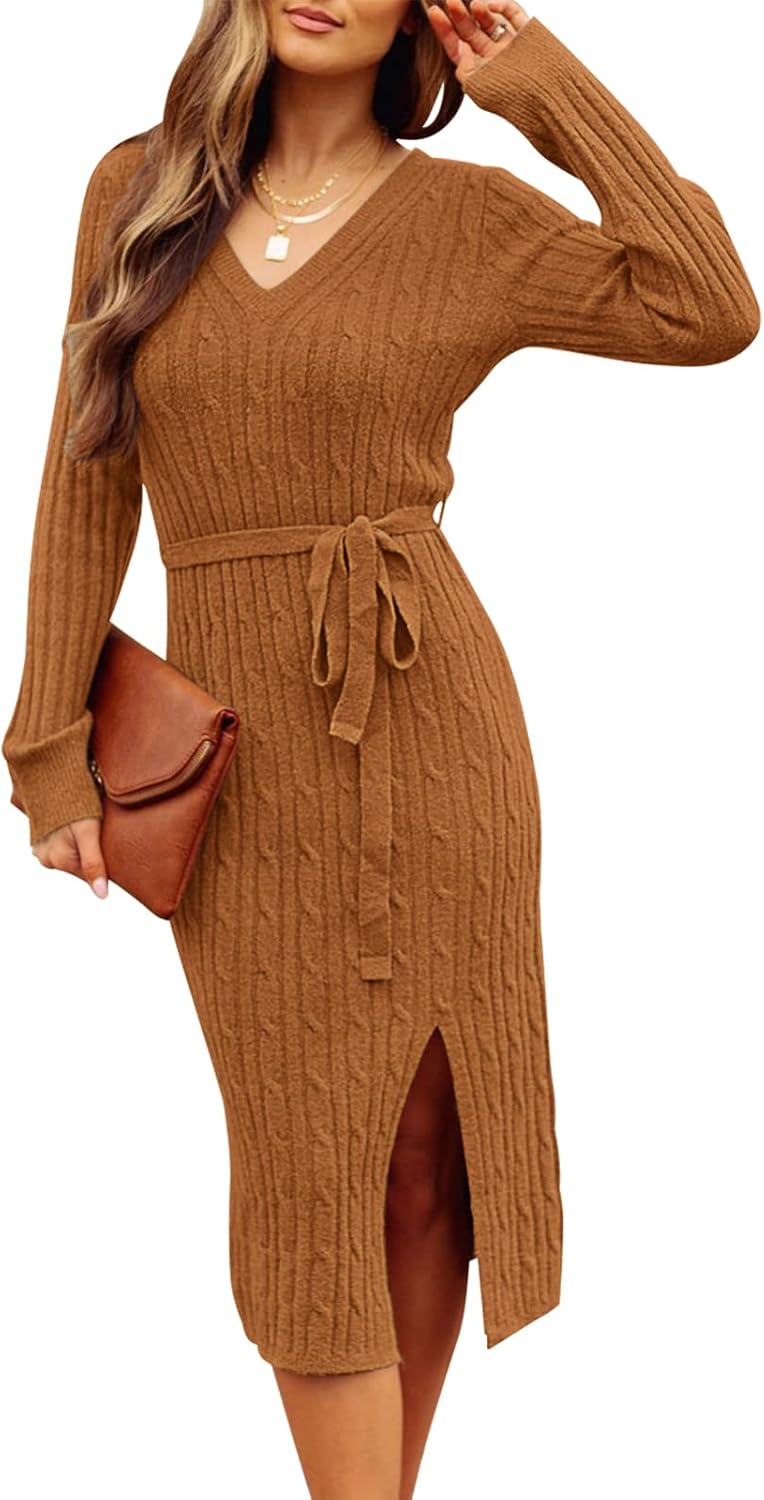 Stylish Women's Long Sleeve Bodycon Sweater Dress for Fall