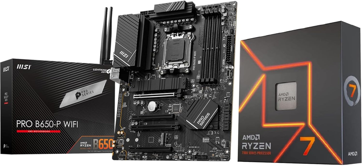 MSI PRO B650-P WiFi Motherboard with AMD Ryzen 7 7700X Processor
