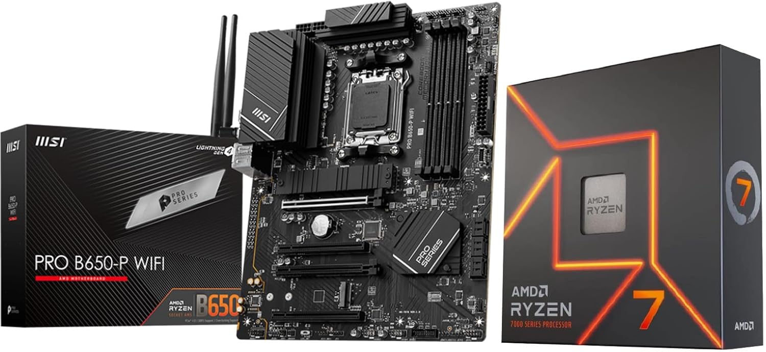 MSI PRO B650-P WiFi Motherboard with AMD Ryzen 7 7700X Processor