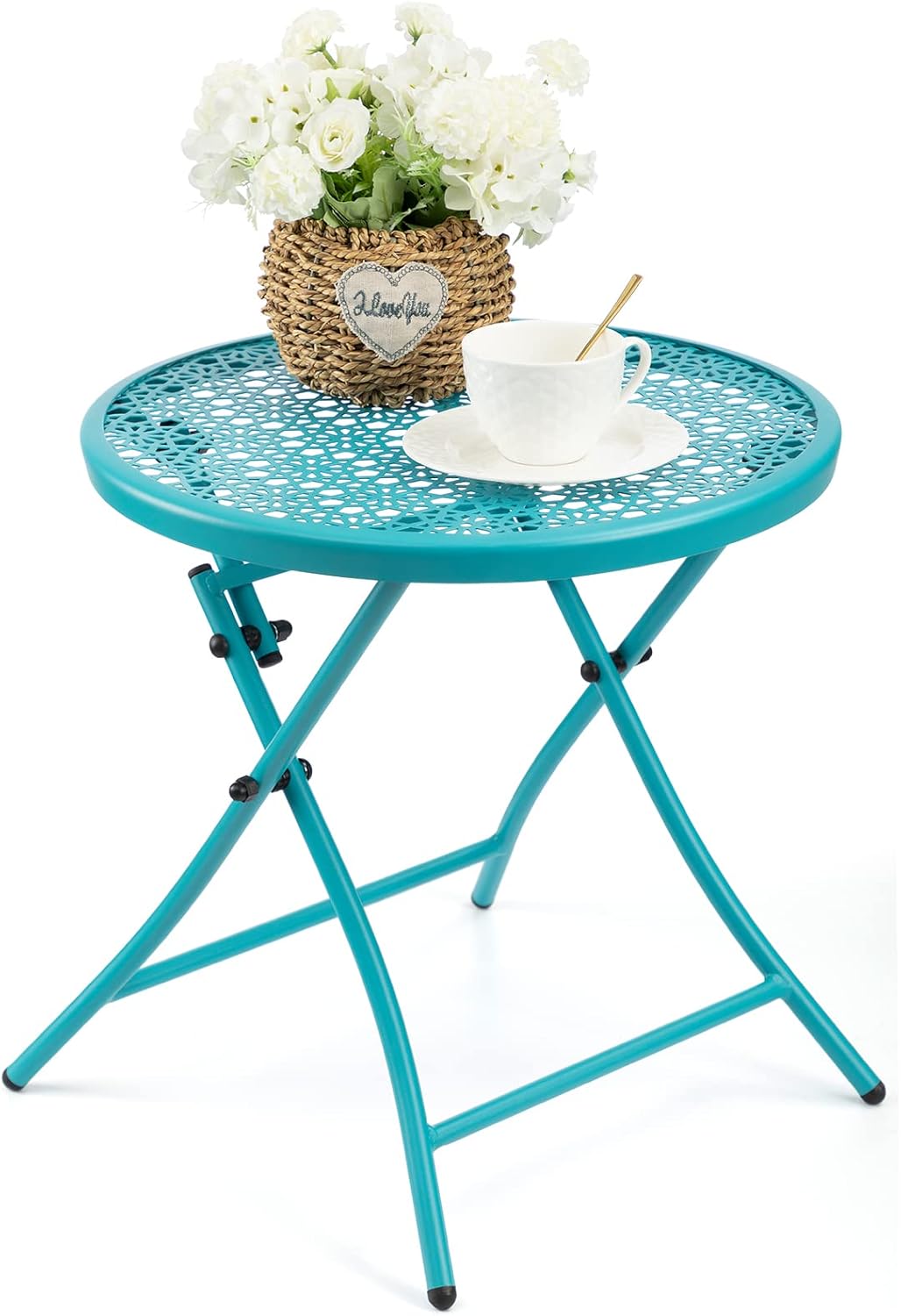 TeoKJ Folding Outdoor Side Tables for Patio and Garden Use