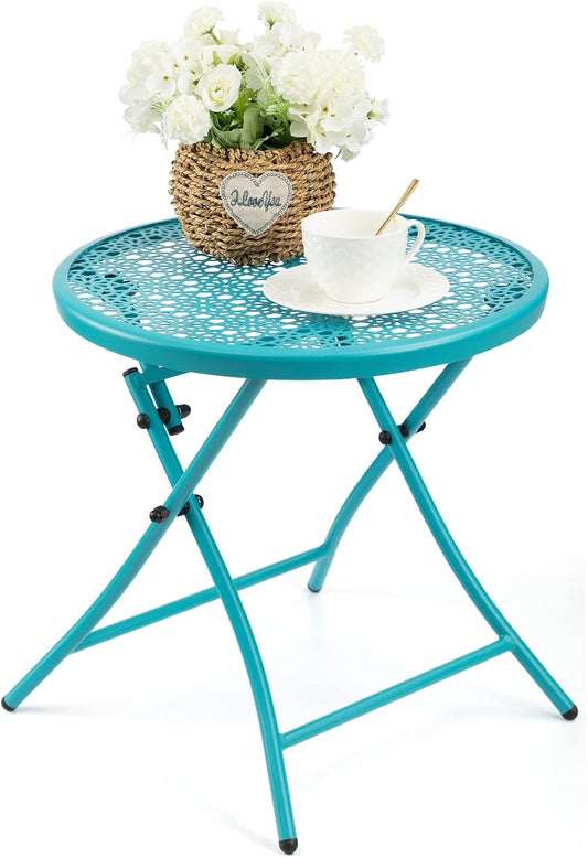 TeoKJ Folding Outdoor Side Tables for Patio and Garden Use