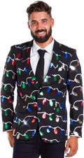 Men's Colorful Allover Sequin Blazer - Shiny Holiday Statement Tipsy