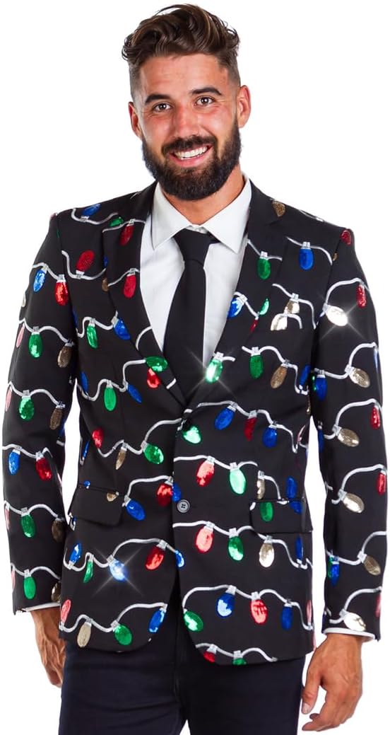 Tipsy Elves Men's Colorful Allover Sequin Blazers for Holidays