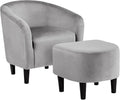 Accent Chair with Ottoman Set - Modern Upholstered Barrel Chair