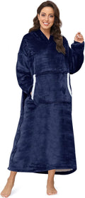 Cozy Navy Blue Sherpa Hoodie Blanket