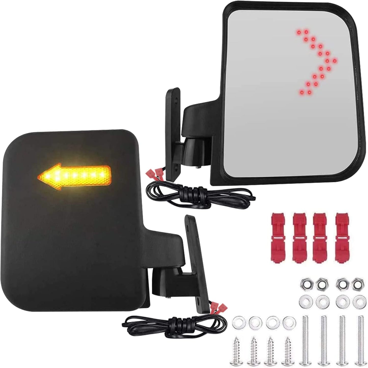 Universal Golf Cart Side Mirrors with Turn Signal Light Features