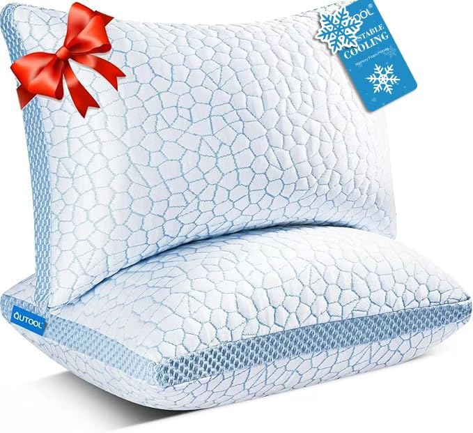 QUTOOL Cooling Memory Foam Pillows - King Size Support