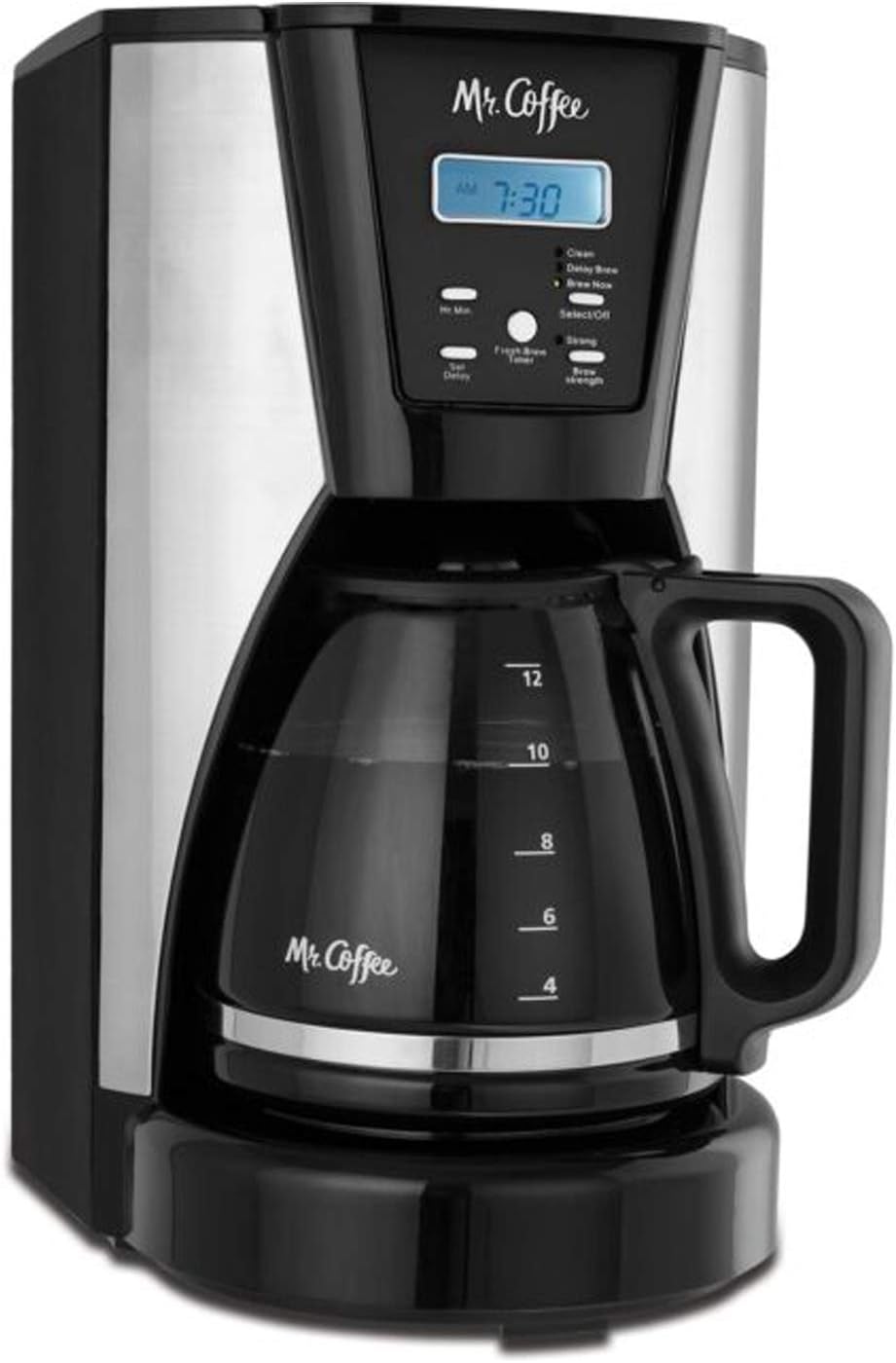 Mr. Coffee 12-Cup Programmable Auto-Shutoff Coffee Maker in Black/Silver