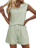 Glamaker Women's Two Piece Short Set Summer Lounge Sweatsuit