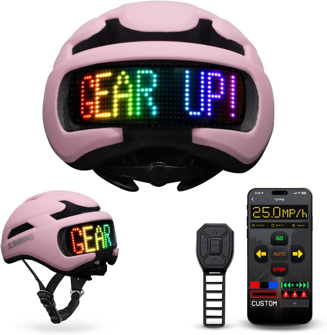 Bike Helmet with Light and DIY LED Screen for Safety and Style