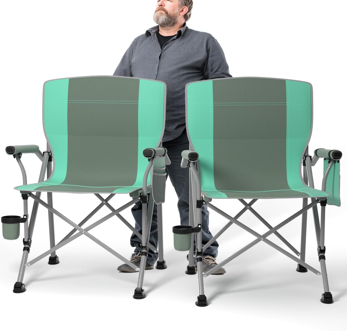 Oversized Camping Chair for Adults Heavy Duty with Side Pockets