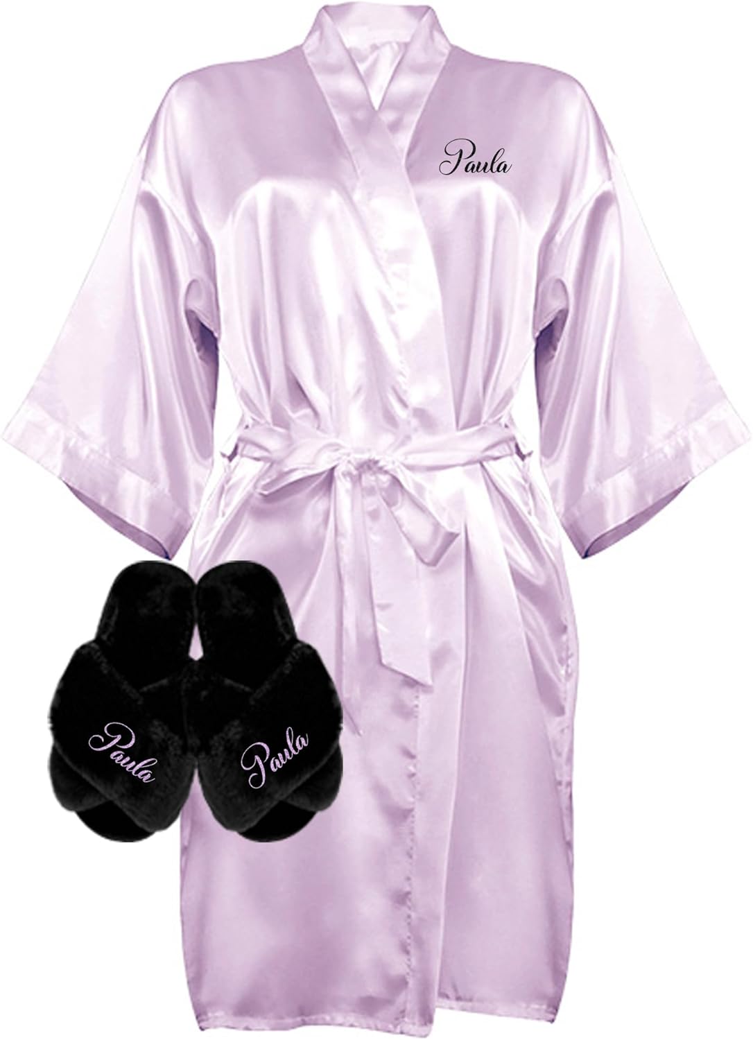 Custom Women Satin Robes and Slippers Gift Set for Her