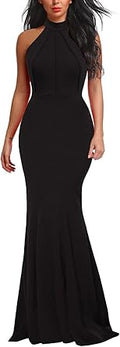 Halter Neck Mermaid Long Evening Dress - Elegant Wedding Guest Look