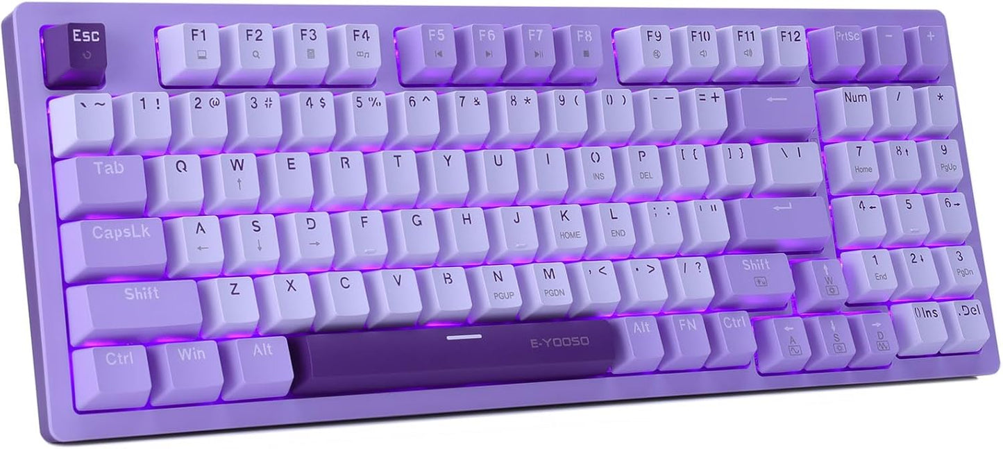 HUO JI Compact Mechanical Gaming Keyboard - Blue Switch, Purple Backlit