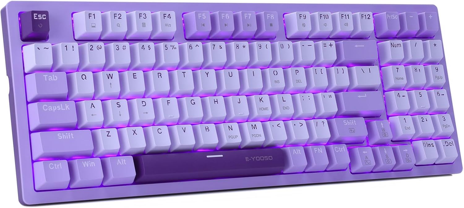 HUO JI Compact Mechanical Gaming Keyboard - Blue Switch, Purple Backlit