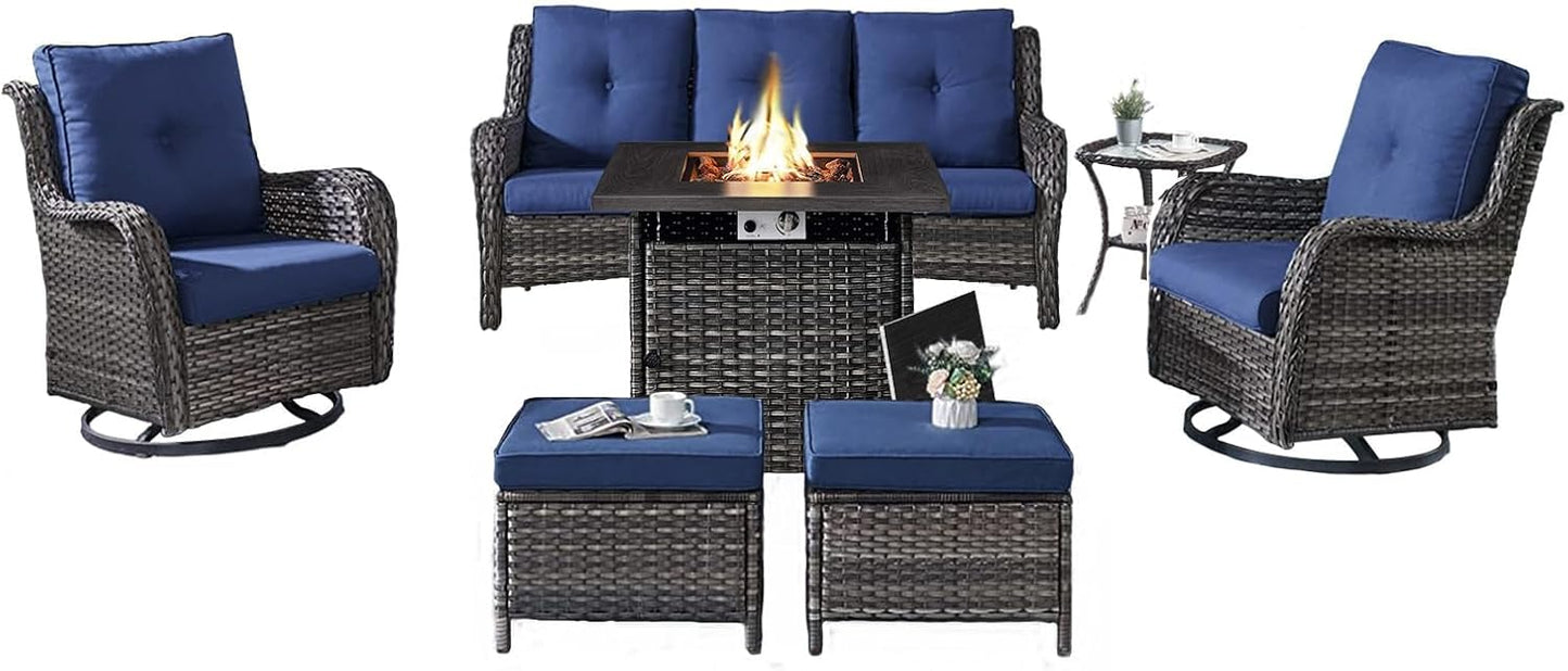Outdoor Patio Furniture Set with Propane Fire Pit Table for Relaxation