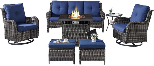 Outdoor Patio Furniture Set with Propane Fire Pit Table for Relaxation