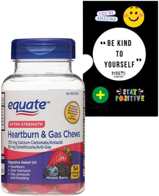 54 Chewable Tablets Heartburn Relief & Gas Relief Chews - Mixed Berry