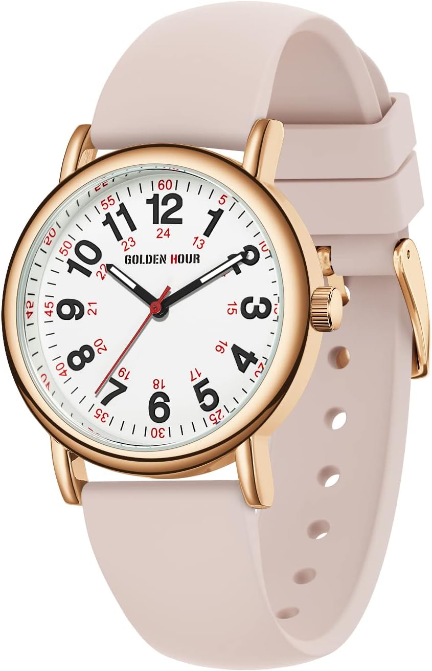 Waterproof Nurse Watch - Easy Read, Military Time, Colorful Band