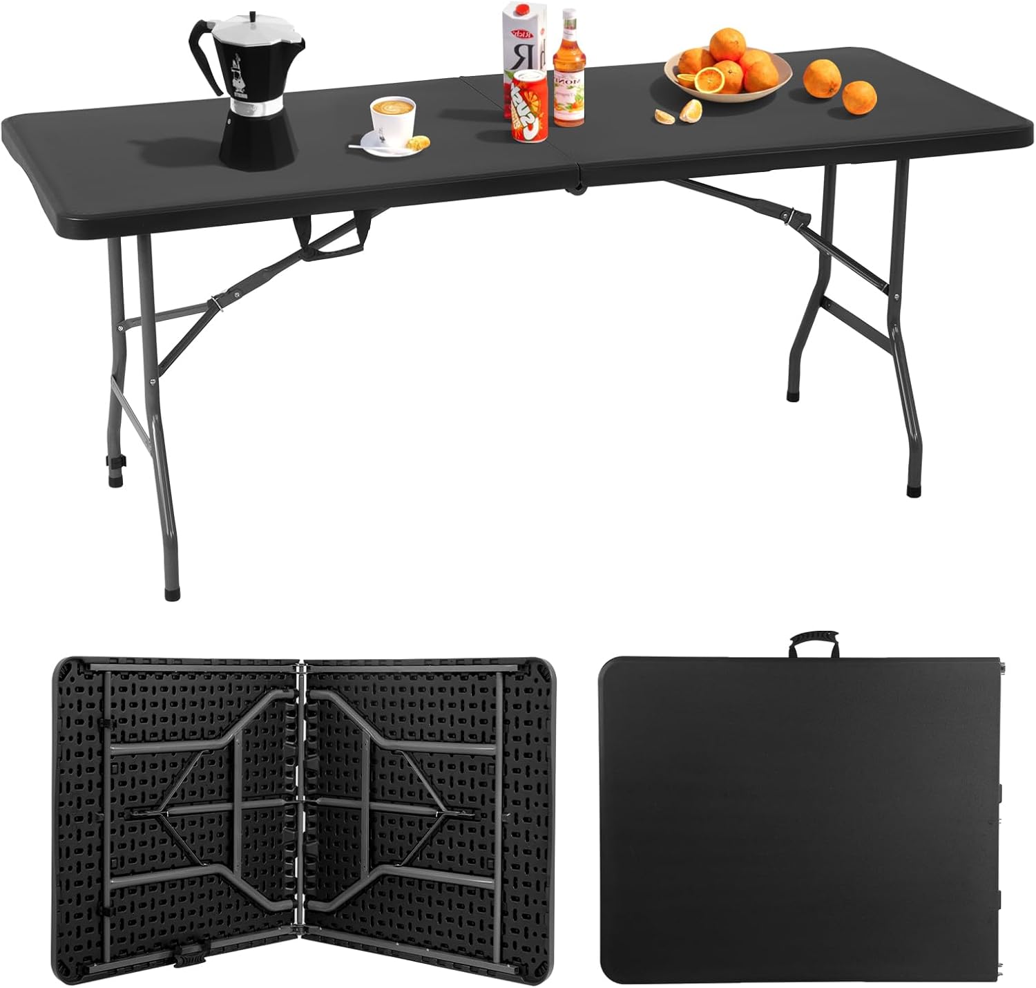 6FT Folding Table for Indoor Outdoor Use, Heavy Duty Utility Table
