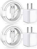 iPhone Charger 2Pack Lightning Cable with Fast USB Wall Charger - MFi
