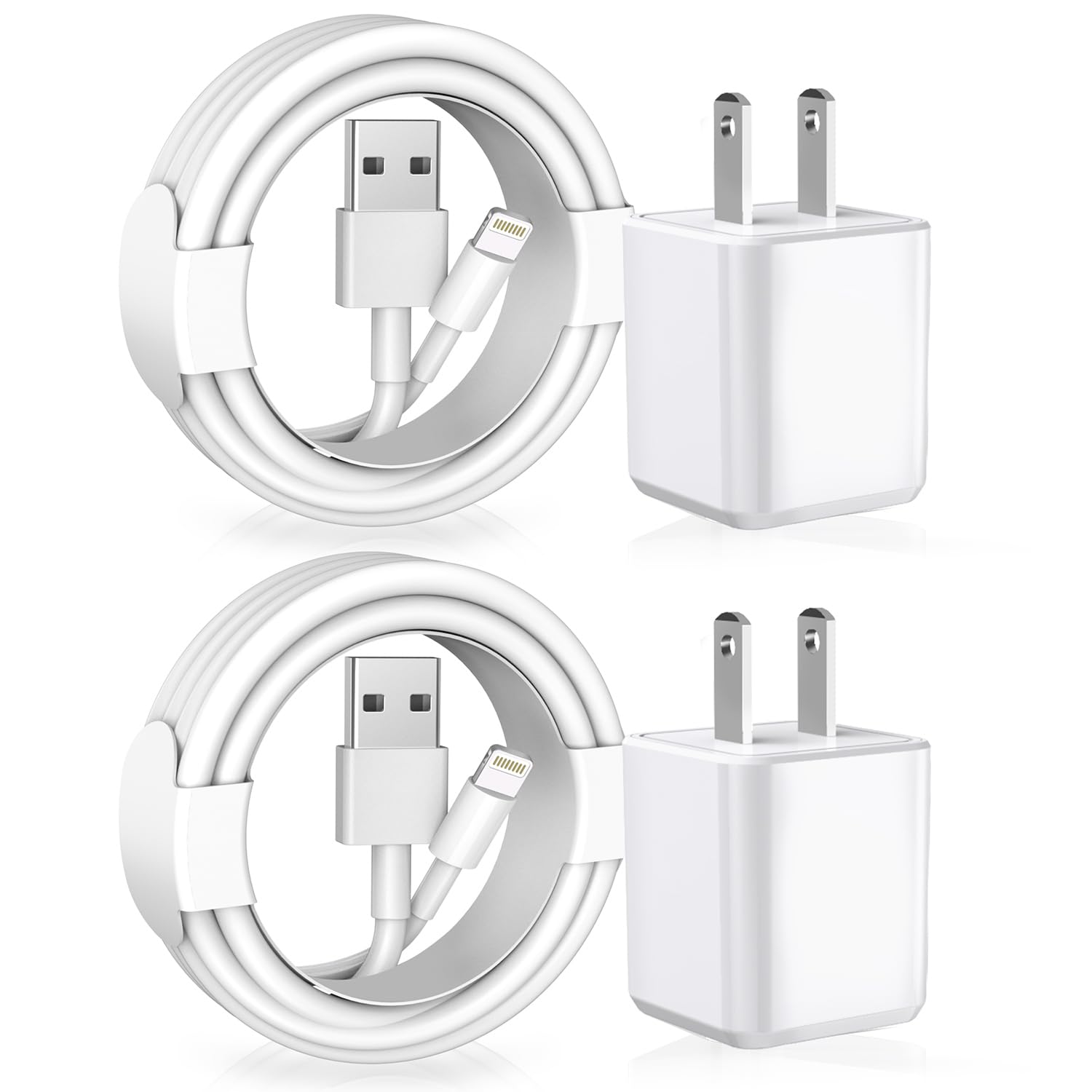 Fast Charge 2Pack Apple MFi Certified Lightning Cables & Wall Charger