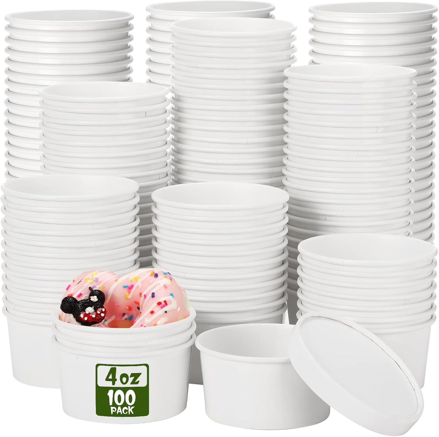 Fulmoon 100 Pack Paper Soup Containers with Vented Lids for Food