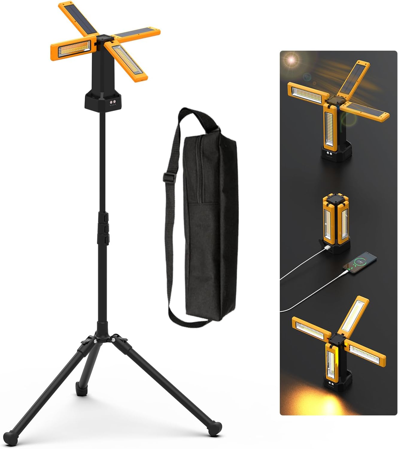 13200mAh Rechargeable Solar Work Light with Dimmable Modes