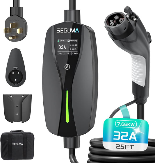 Level 2 EV Charger with 25ft Cable and Adjustable Current