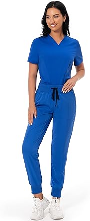 Scrub Set for Women Classic V-neck Top & Jogger Pants with Pockets