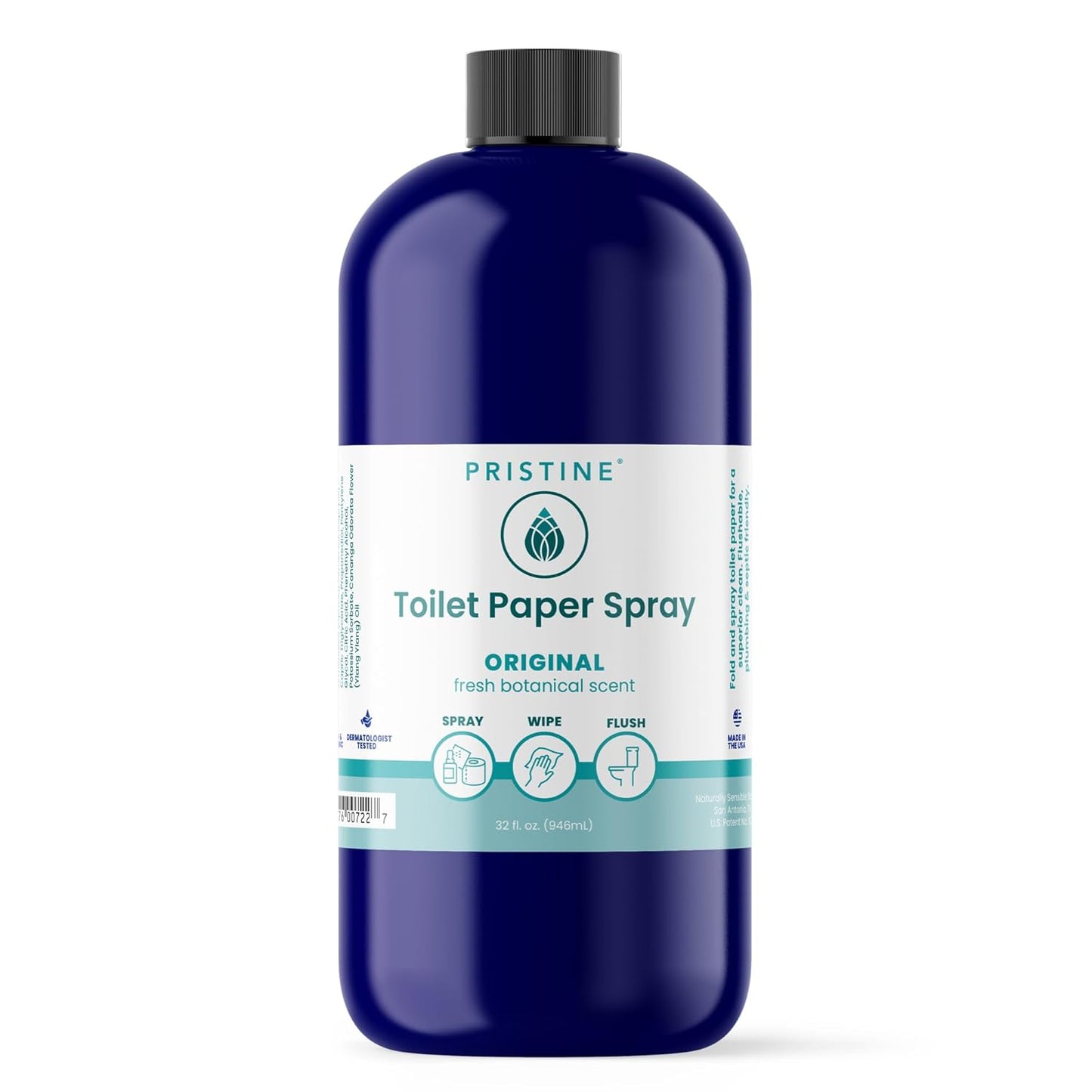 PRISTINE Toilet Paper Spray - Eco-Friendly Flushable Wipe Alternative