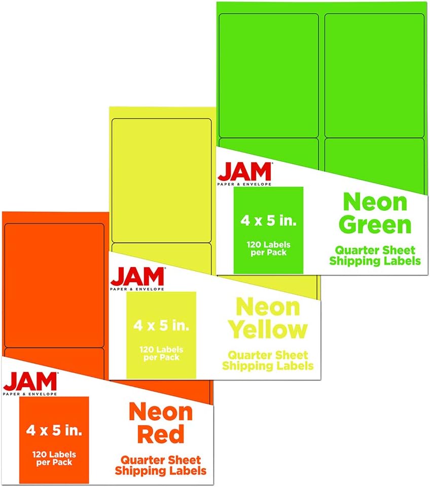 JAM PAPER Shipping Address Labels - Bright Neon Colors 360 Pack
