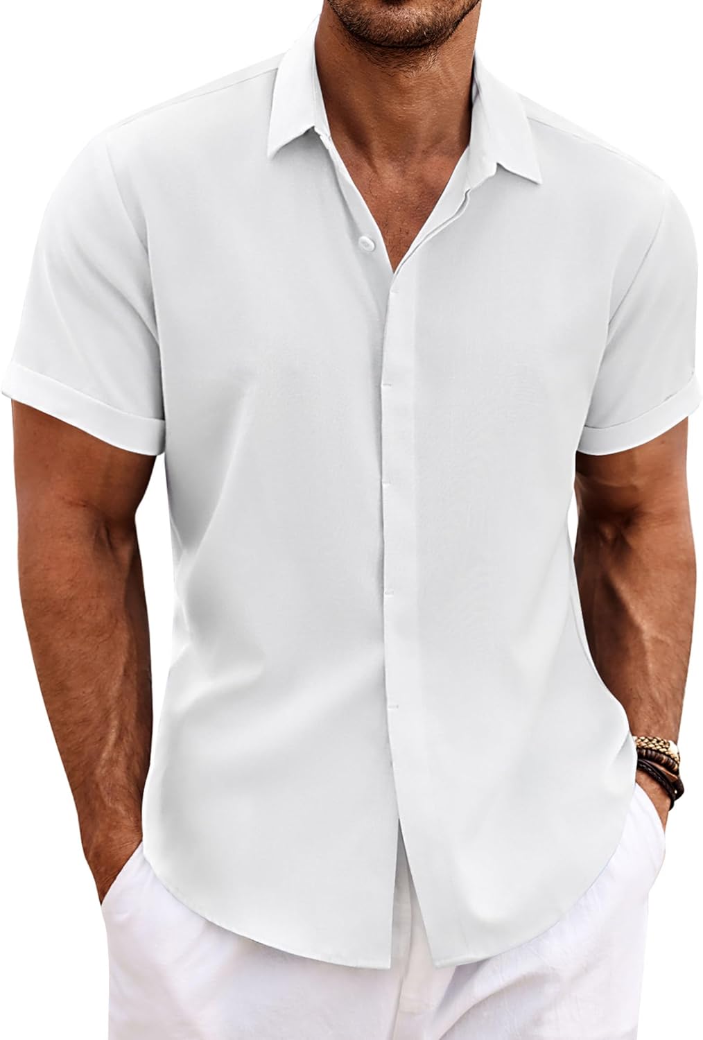 COOFANDY Men's Linen Shirts for Summer Beach Casual Style