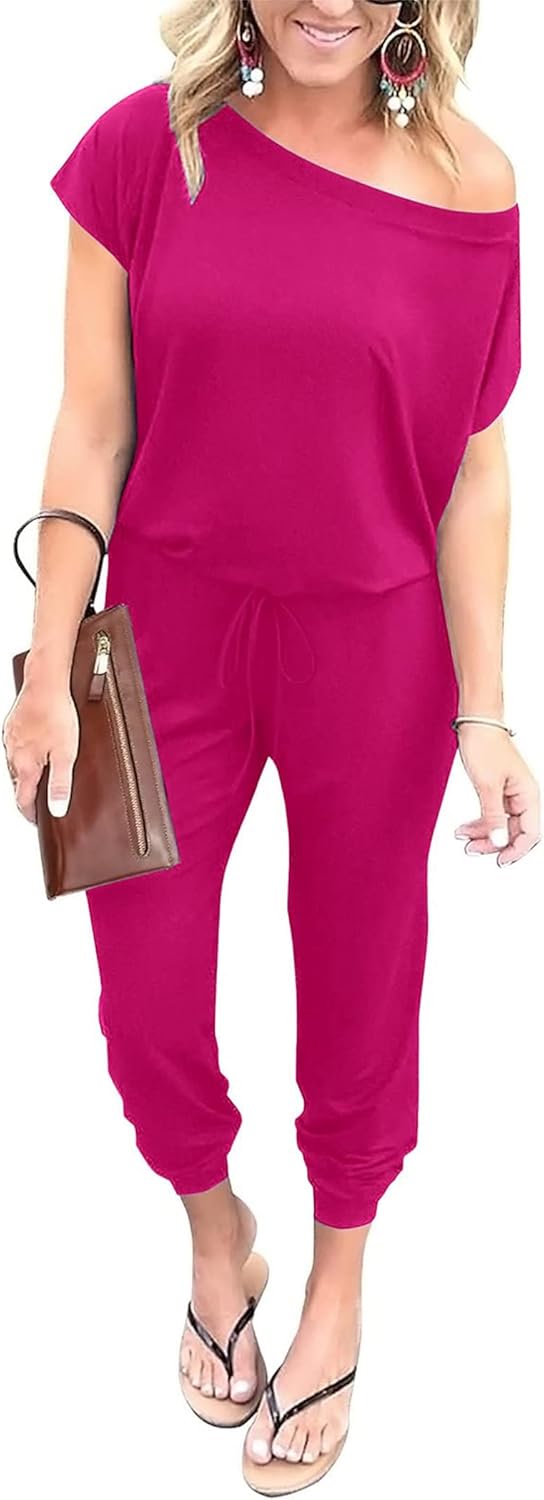PRETTYGARDEN Off Shoulder Jumpsuits for Women Casual Style