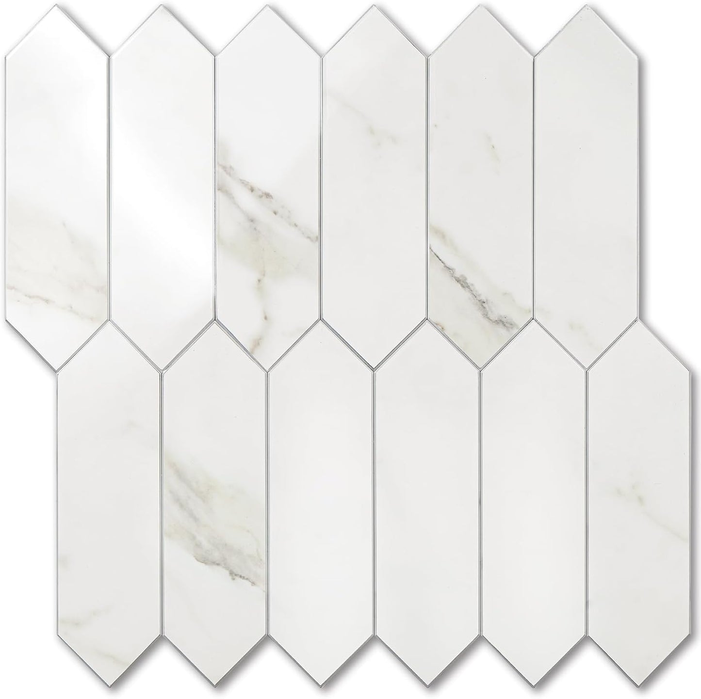 Vamos Tile Glossy White Marble Backsplash Tile for Kitchen Use
