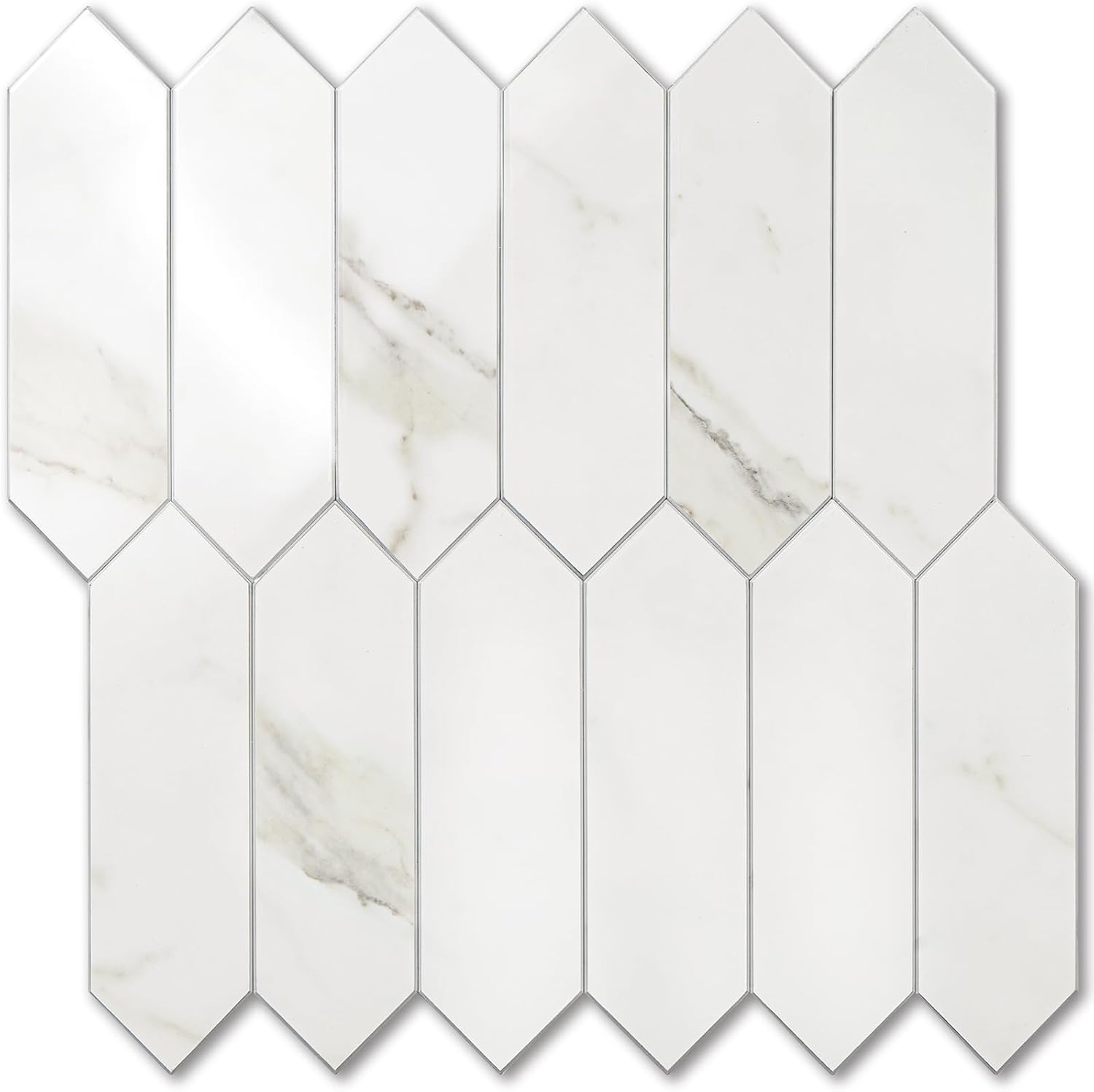 Vamos Tile Glossy White Marble Backsplash Tile for Kitchen Use