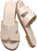 Yozuru Womens Flat Sandals Open Toe Leather Slides - Comfortable Shoes