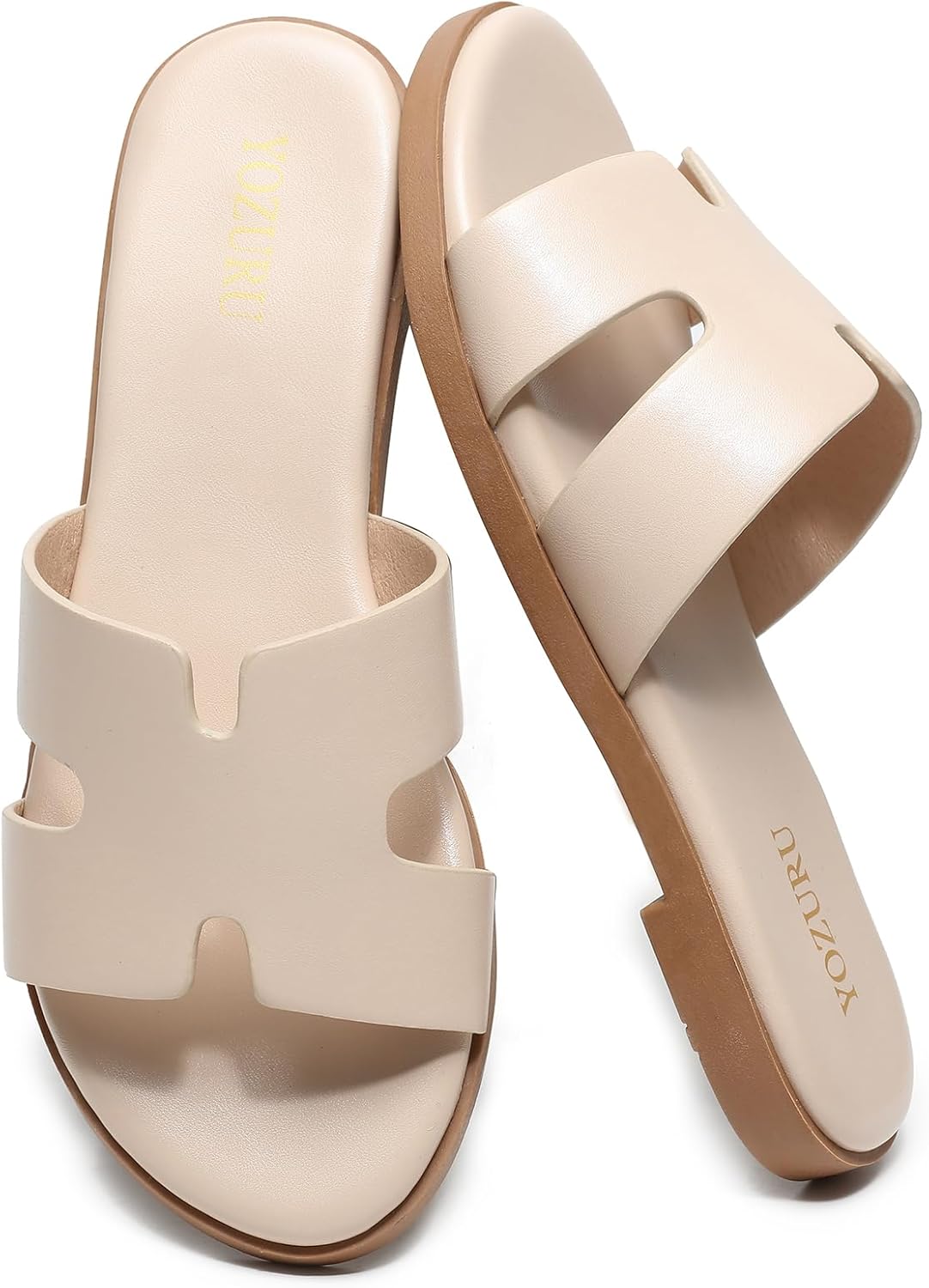 Yozuru Womens Flat Sandals Open Toe Comfortable Casual Slides
