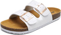 Womens Flat Slide Sandals with Arch Support - Adjustable 2-Strap
