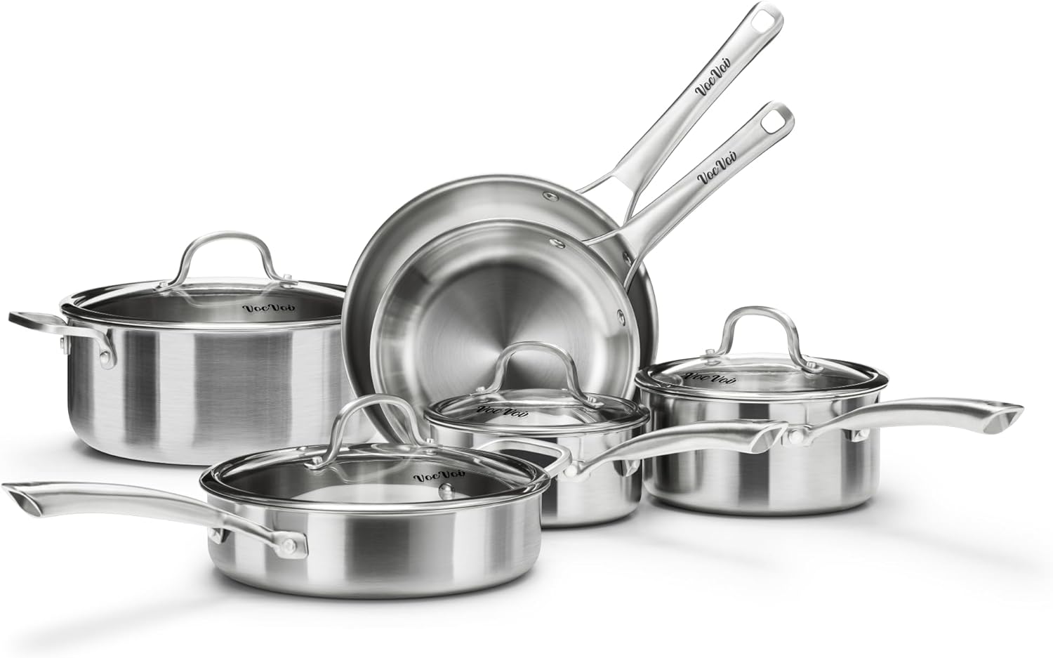 Stainless Steel Cookware Set - 10 Pcs Induction Kitchen Essentials