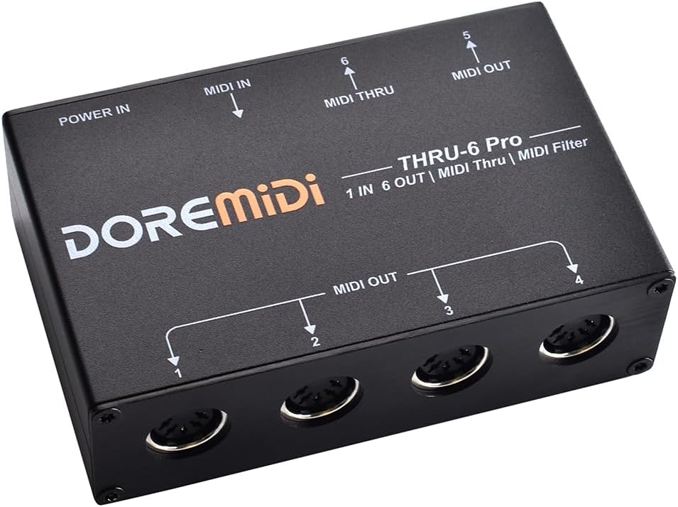 MIDI THRU-6 Pro Box MIDI Splitter for Enhanced MIDI Output
