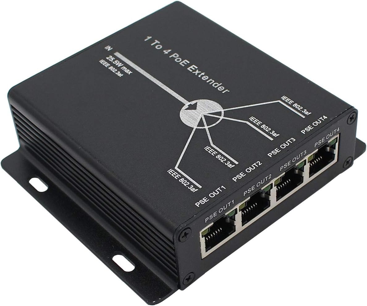 POE Extender RJ45 4-Port for Ethernet and IP Devices
