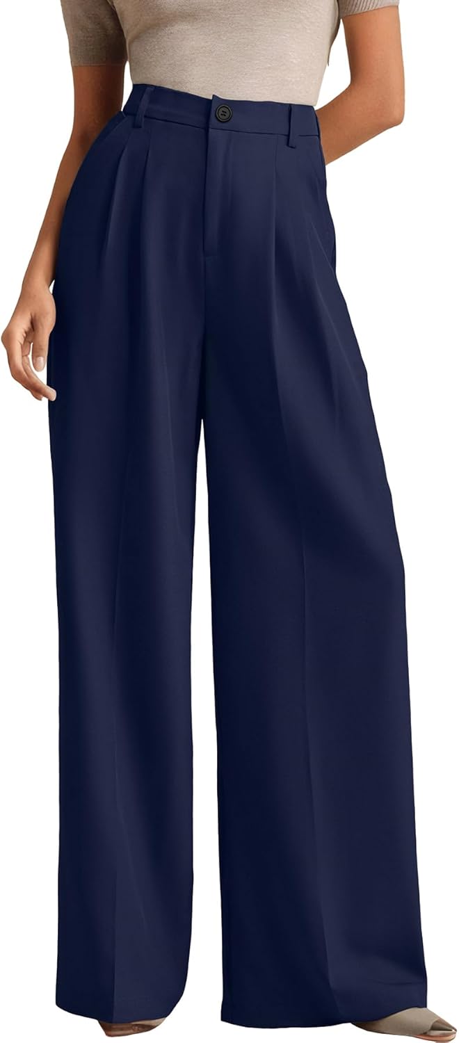 ELLEVEN Women's Casual Wide Leg Dress-Pants for Comfort
