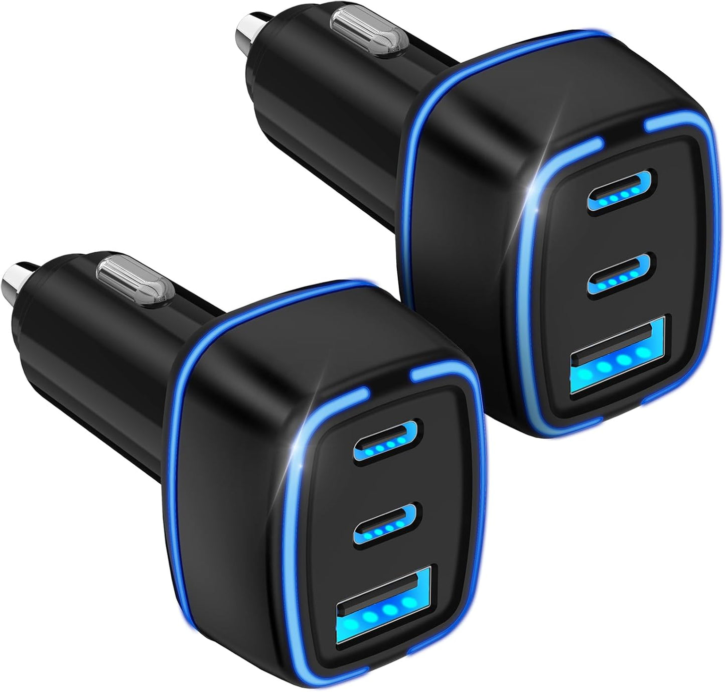 Fast 3-Port USB-C Car Charger Duo