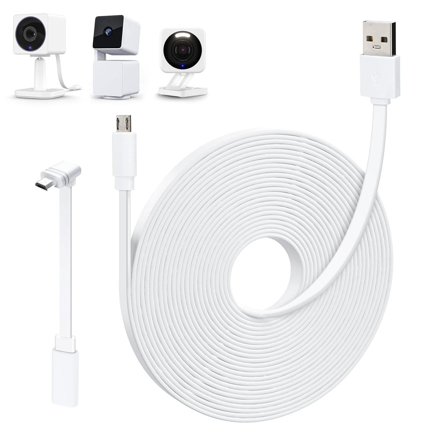 Long Reach Power Cable for WYZE Cams - Weatherproof & Versatile