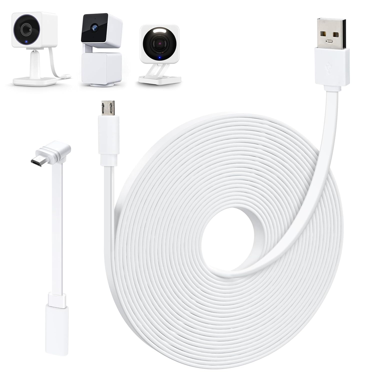 Long Reach Power Cable for WYZE Cams - Weatherproof & Versatile
