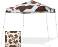 10x10 Slant Leg Pop-up Canopy Tent Brown Cow Print - Easy One-Person