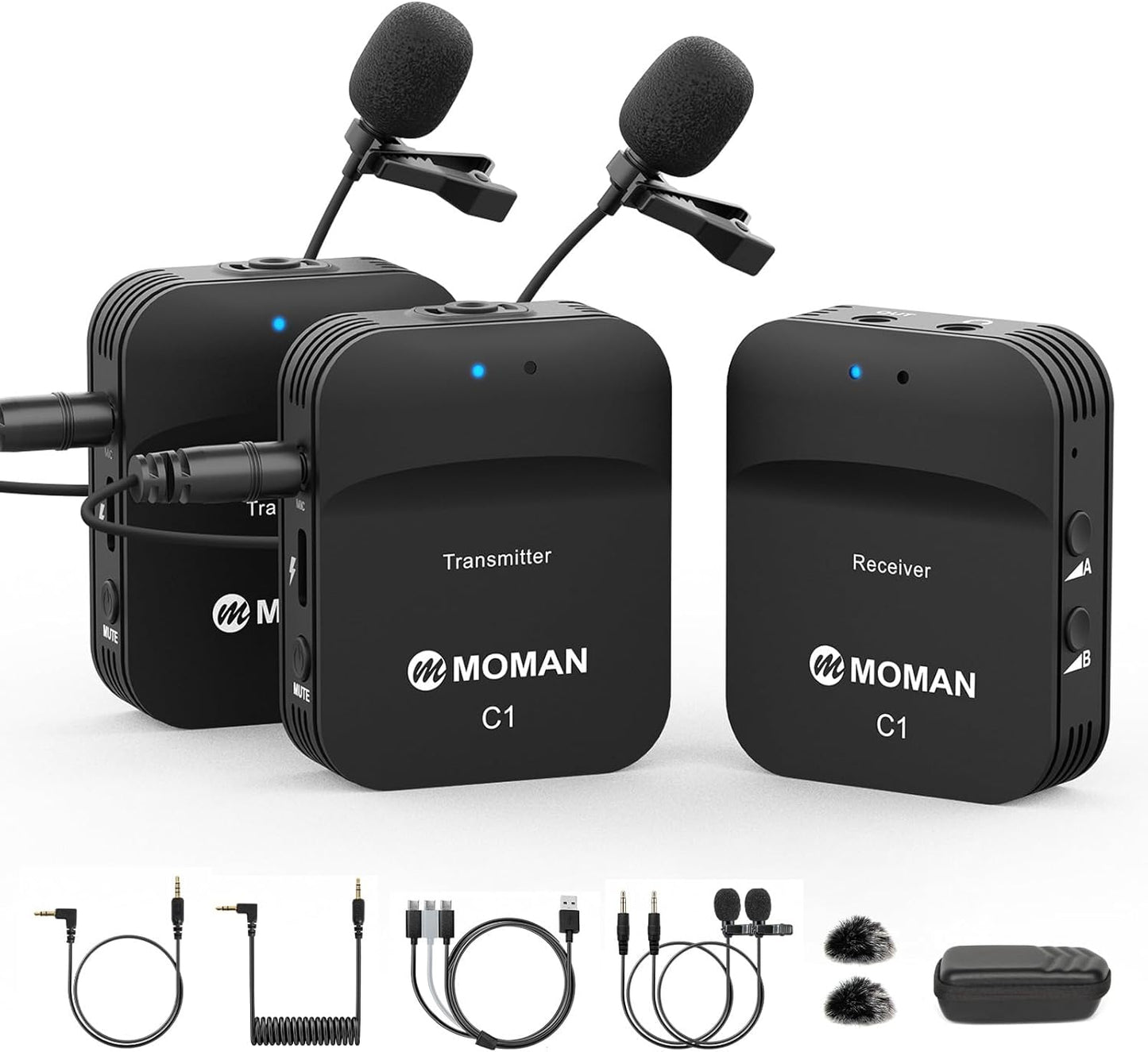 Moman C1X Wireless Lavalier Microphone for YouTube and Vlogs